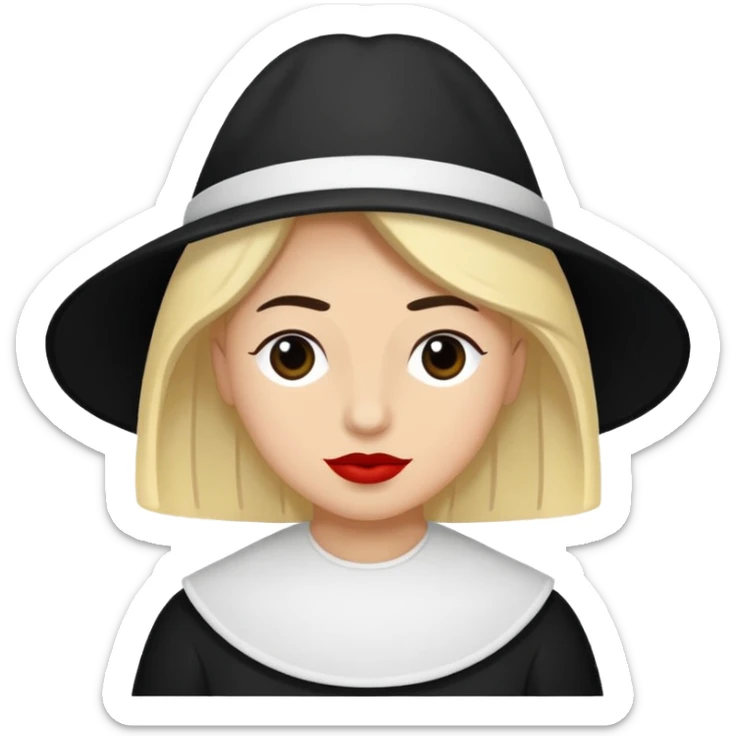 vull un perosnatge estil bimoji que sigui com una nimfa bella i fantasmal amb túniques blanques. Té la pell blanca com el guix, cabell platejat, un nas llarg, ulls negres grans i llavis carmesí. sticker