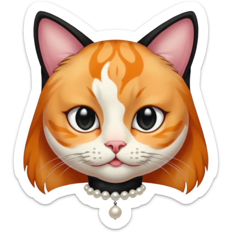 frame The Girl and the Pearls Painting, cat face sticker