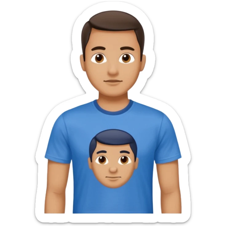 Now make a men who wears blue t shirt and on t shirt it is written mayank sticker