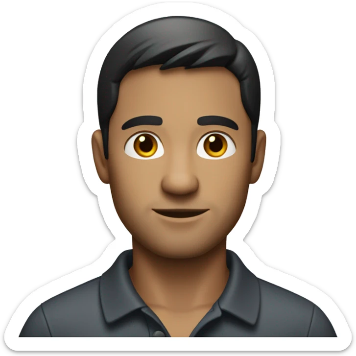 create an emoji of a dark-haired man with straight hair wearing a polo shirt sticker