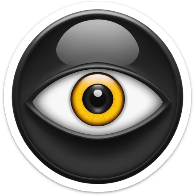 Minimalist emoji-style sticker of a black surveillance camera lens with a demonic eye inside, grayscale, with the words “ALWAYS WATCHING” below

 sticker