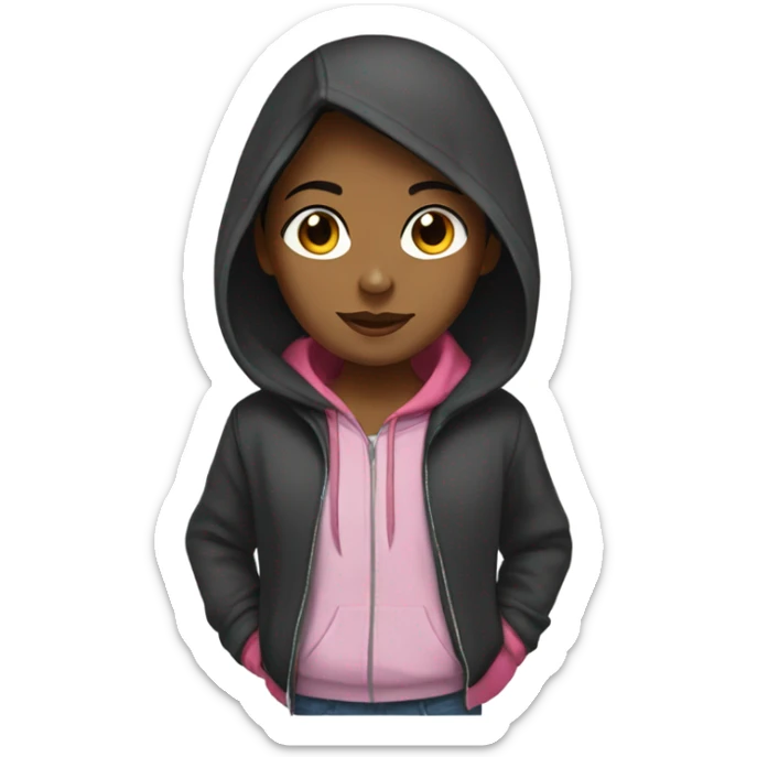 girl wearing a hoodie with shoulder length short black hair sticker