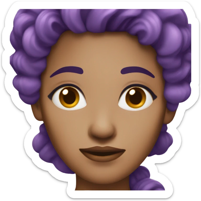 Light tan woman with purple eyes, black and purple hair, and purple horns  sticker