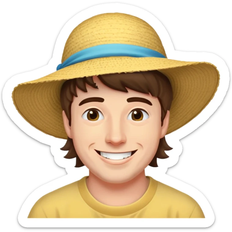 mr beast aka jimmy donaldson smilijg wearing his big stupid sunhat sticker