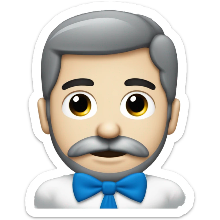 Hombre blanco con barba y bigote ojos azules pelo bajito camisa gris  sticker