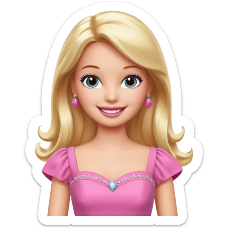 barbie wear pink dress sticker