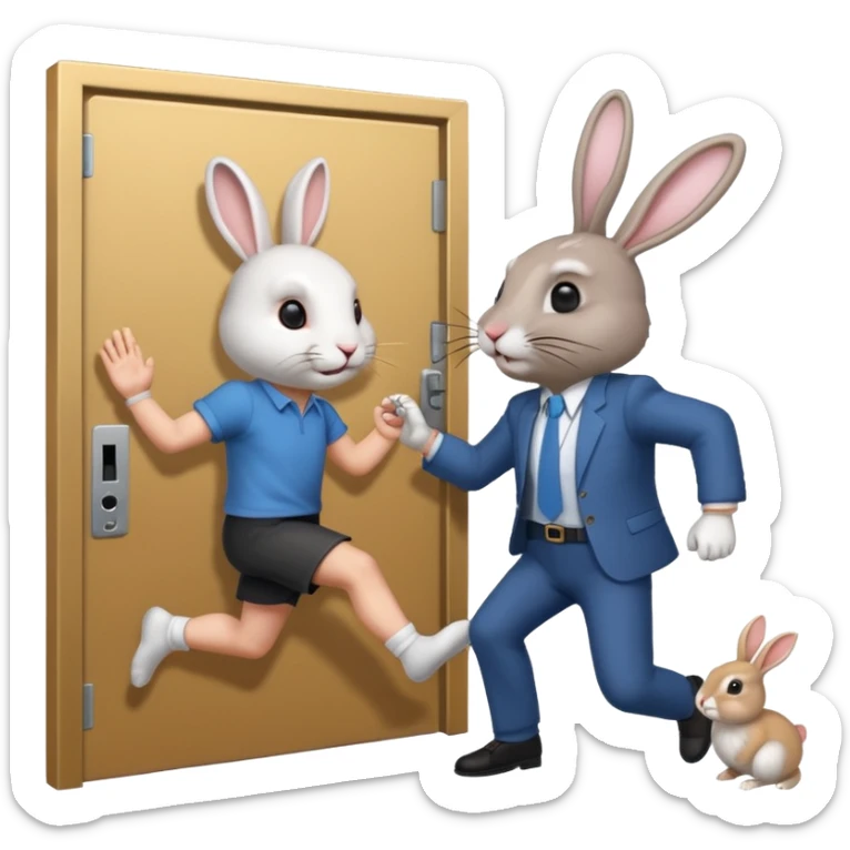 I want the alliance leader to kick me out of the alliance and close the door, so that they both look like rabbits.استیکرش با متن کیبورد باشه sticker