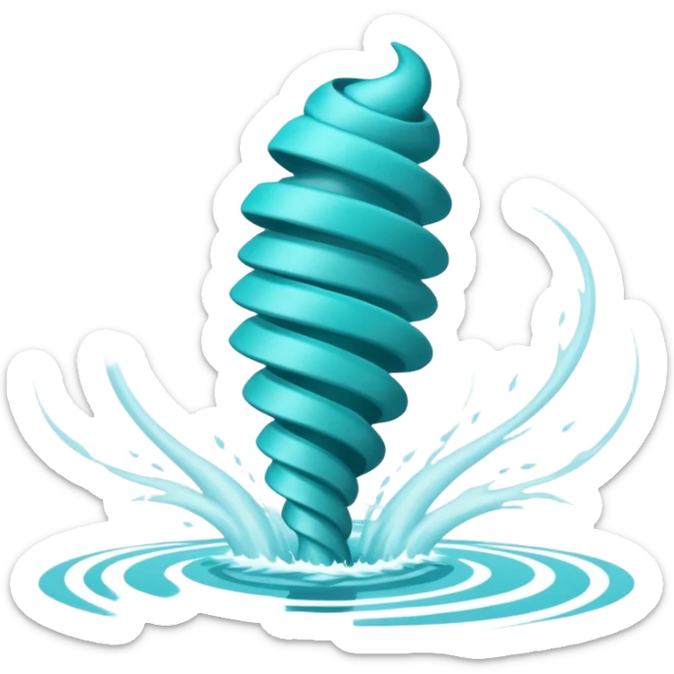 Swirling tornado coming out of the water mark the colur teal with arms and legs coming out the side sticker