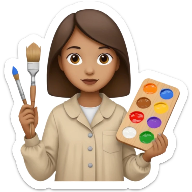 artist painting a picture, holding a paintbrush and palette sticker