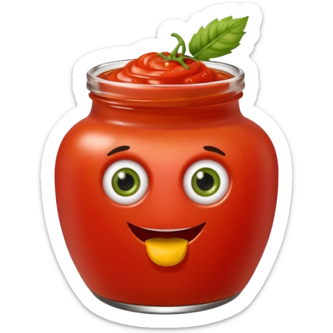 Un tarro de salsa de tomate y un tarro de salsa de mostaza al uno al lado del otro, los dos tarros con ojos sticker