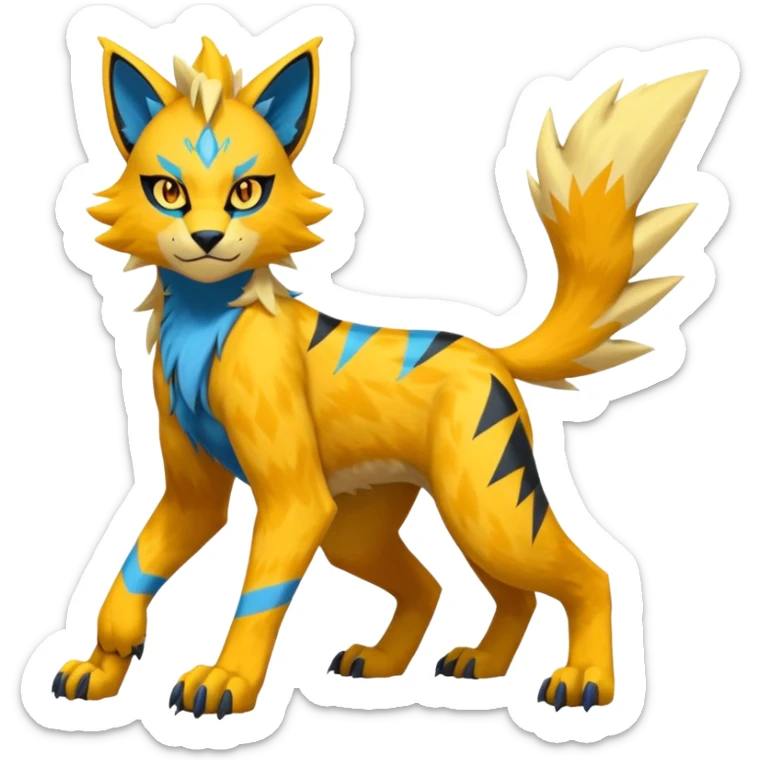 Zeraora-Manectric-Luxray-Bobcat-Fakémon-fusion-animal-creature, full body  sticker
