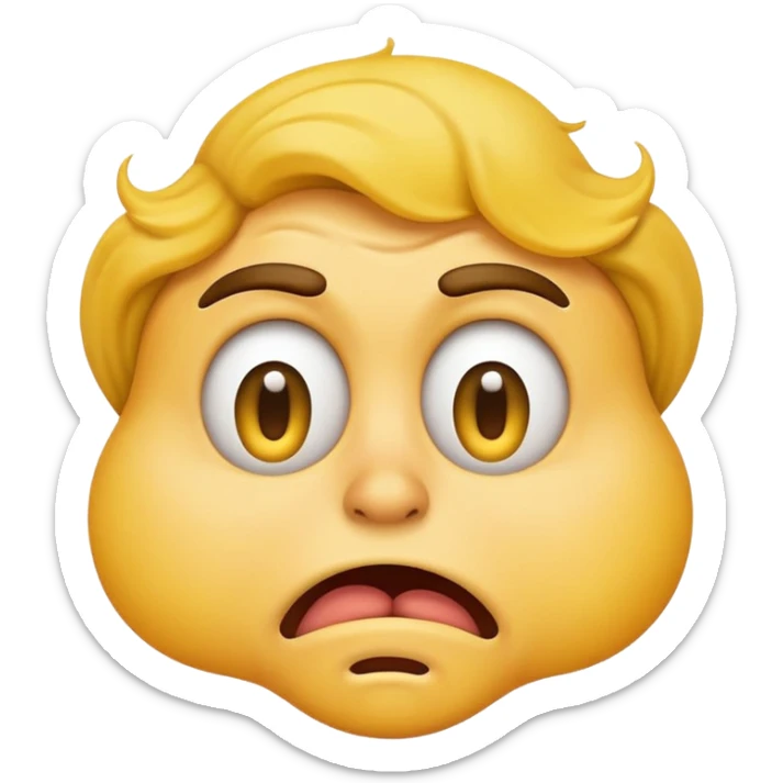 stinky smelly yellow emoji face, cartoon style, wavy stink lines, disgusted expression sticker