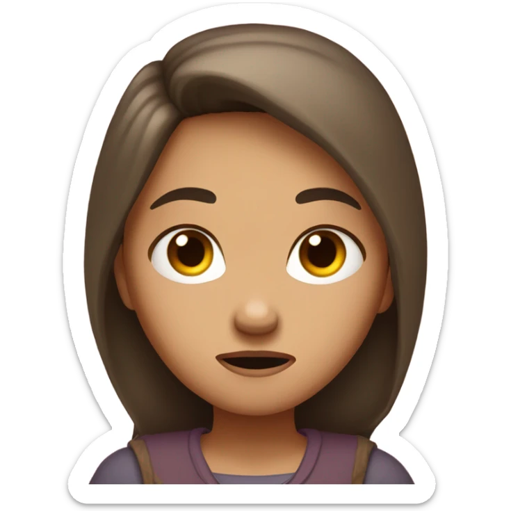 girl with long brown hair and light skin that is mad and with her arm’s crossed  sticker