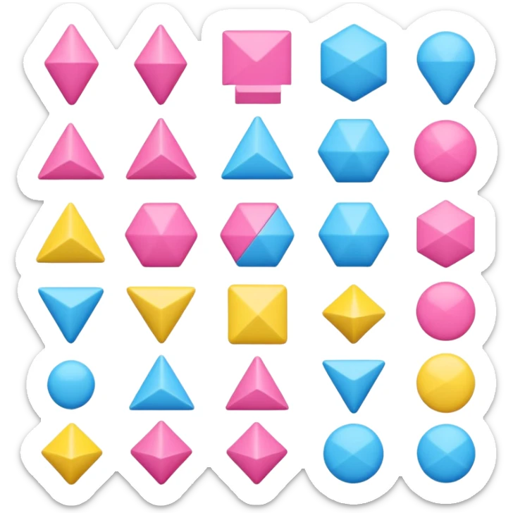 A collection of pink and blue and yellow shapes sticker