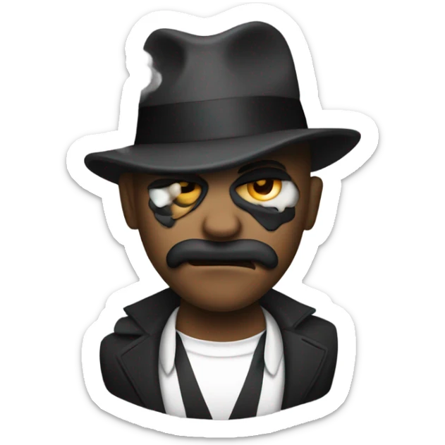 gangster with gas coming out of his mouth sticker