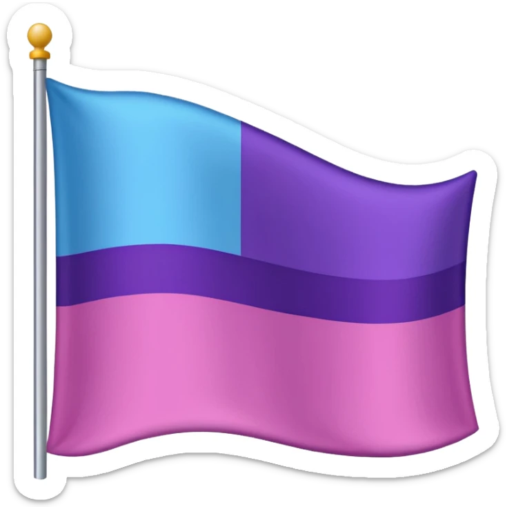 I want a flag, I want the first stripe at the very top of the flag to be pink 🩷. The middle stripe will be the color purple 💜. And finally the bottom stripe will be the color blue 💙. sticker