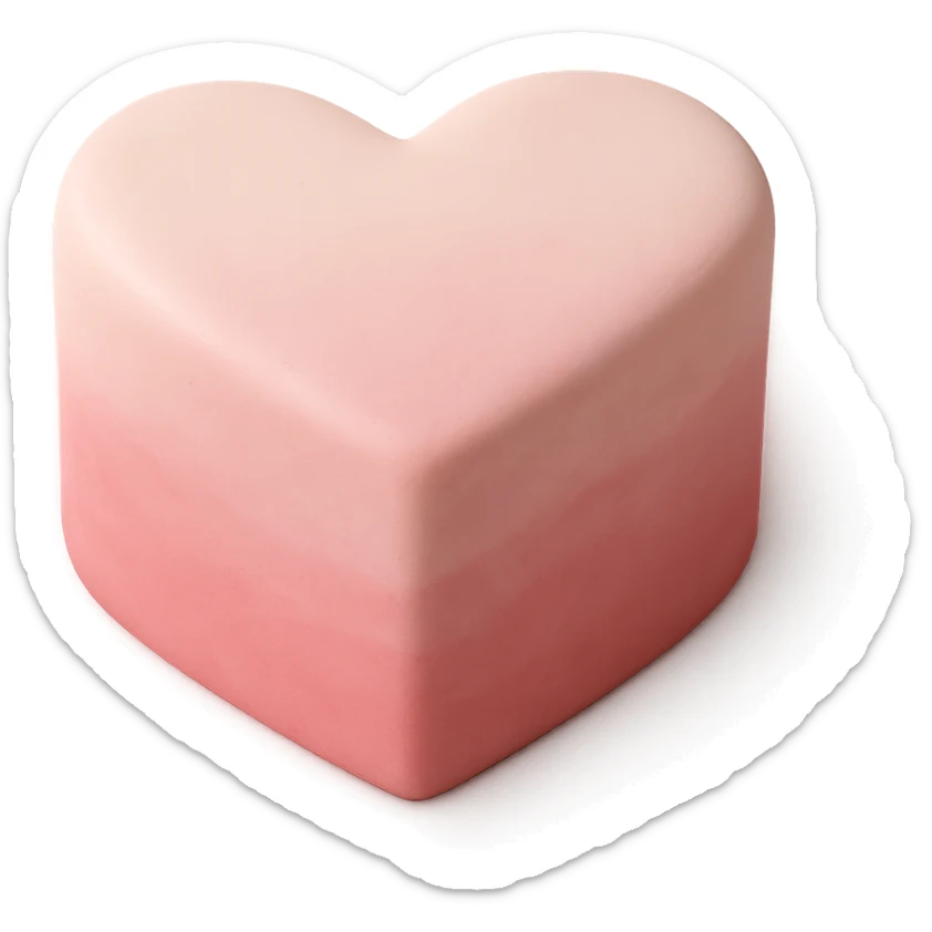 heart-shaped fondant cake with ombre pink sticker