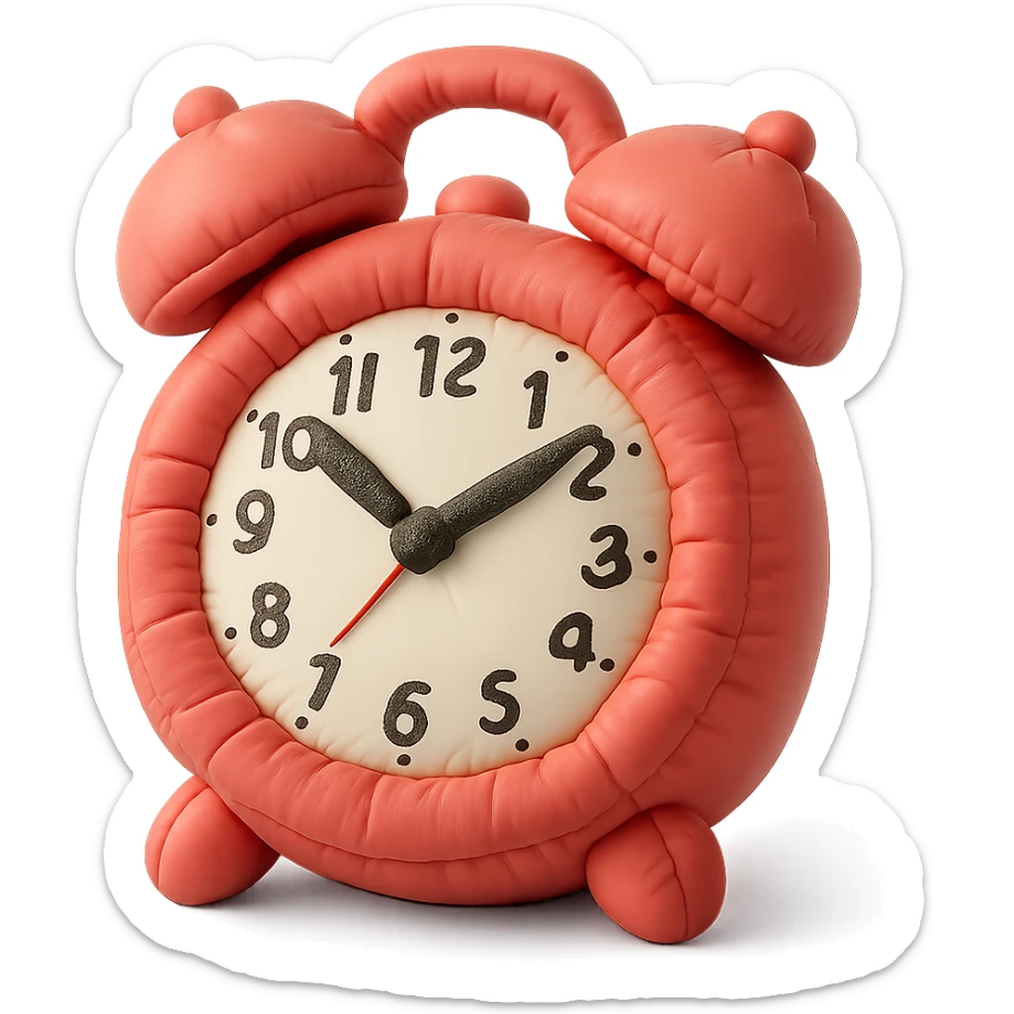 red vintage alarm clock sticker
