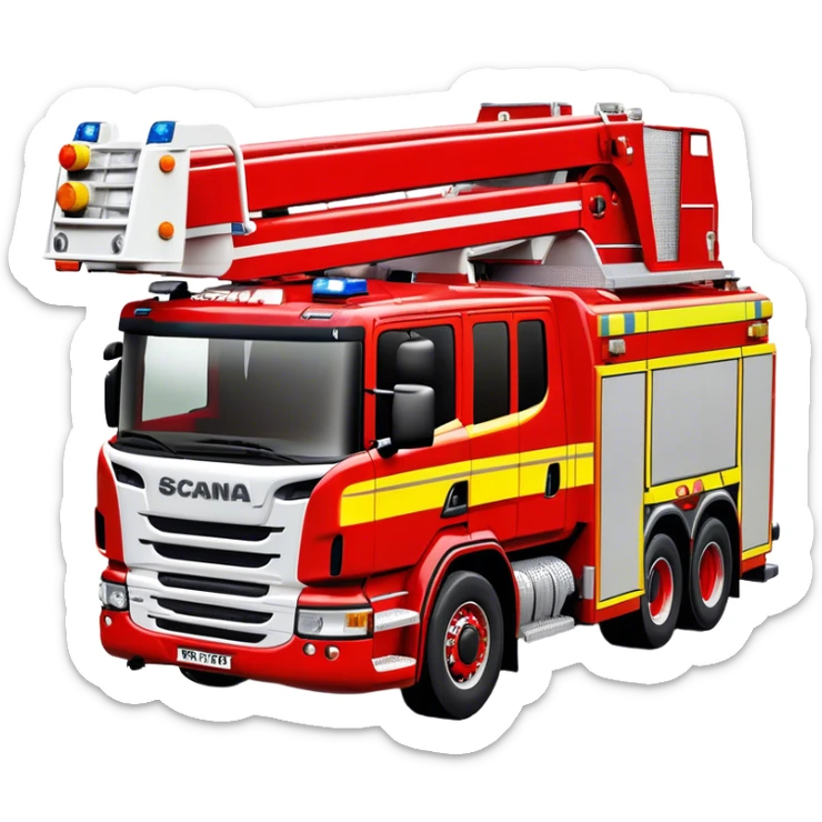 Fire Truck - Scania P320 Fire Truck (Model Year: 2015) (Iconic Colour: Red with white and yellow stripes) sticker