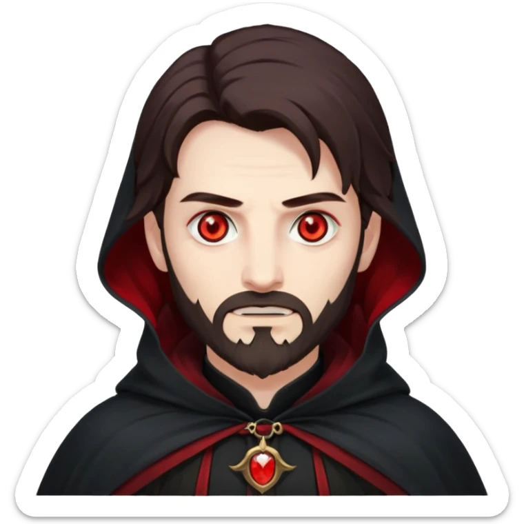 Evil, shadowie Male lord with Red glowing eyes and Long darkBrown Hair and chin beard sticker