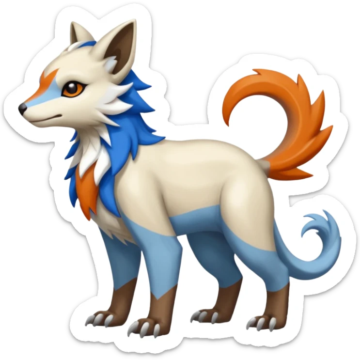 Shiny Brown Orange Blue White Beige Linoone-Absol-Trico-Hybrid (Full body) sticker