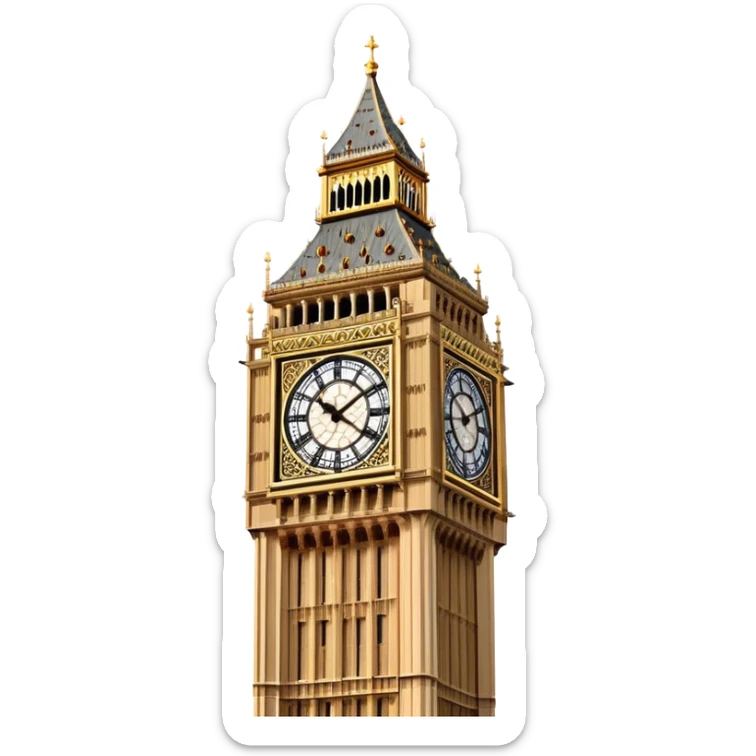 Cinematic Realistic Big Ben Landmark Emoji, showcasing the historic clock tower in exquisite detail rendered with dynamic lighting and rich textures that highlight its timeless grandeur. sticker