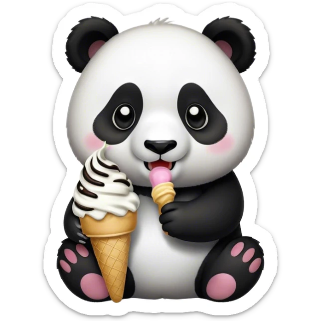 Panda eating ice cream sticker