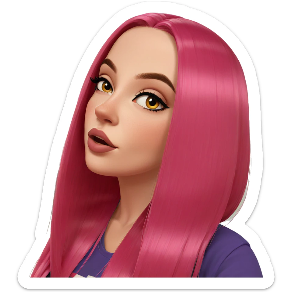 pink-haired girl portrait indoors sticker