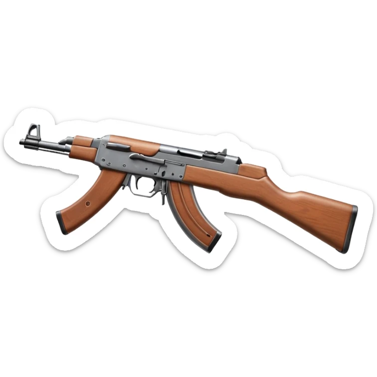 AK-47 rifle, side view, clean lines, classic wood and metal colors sticker