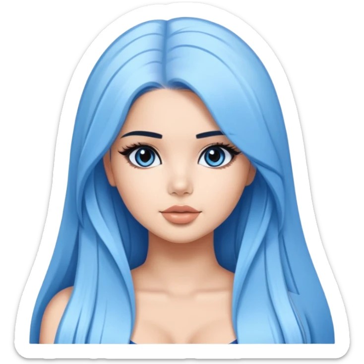 Perfect demi rose straight very very long medium to sky blue hair sticker