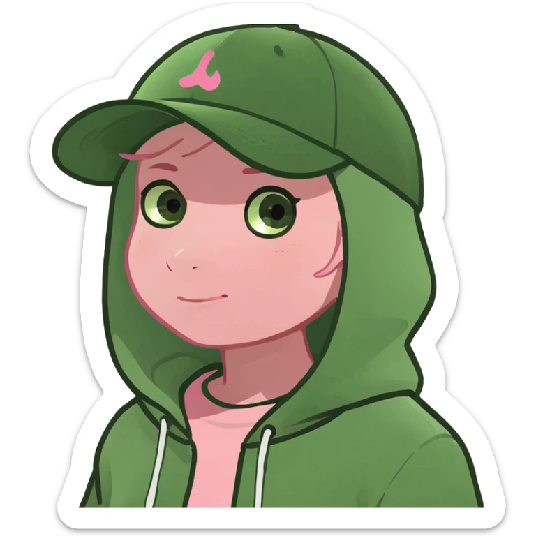 Blonde girl with a light pink hat and a very cute warm light pink hoddie sticker