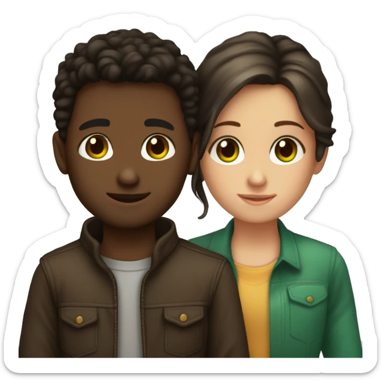 A Couple both with Dark Brown hair the boy had green eyes and the girl brown eyes  sticker