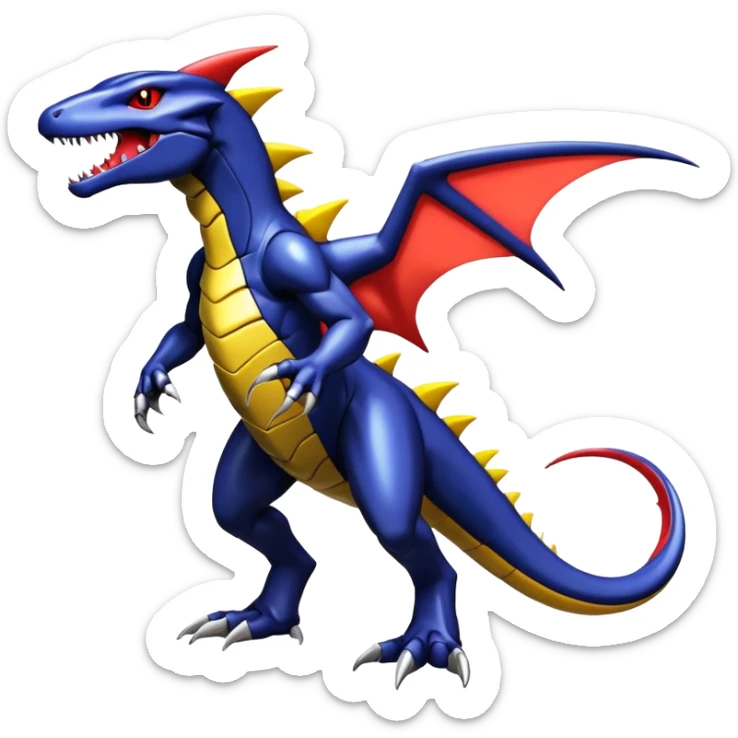Shiny Exotic Colorful epic Salandit-Garchomp-Genesect-Miraidon-Koraidon-Fakémon-Digimon-hybrid-creature (full body)  sticker