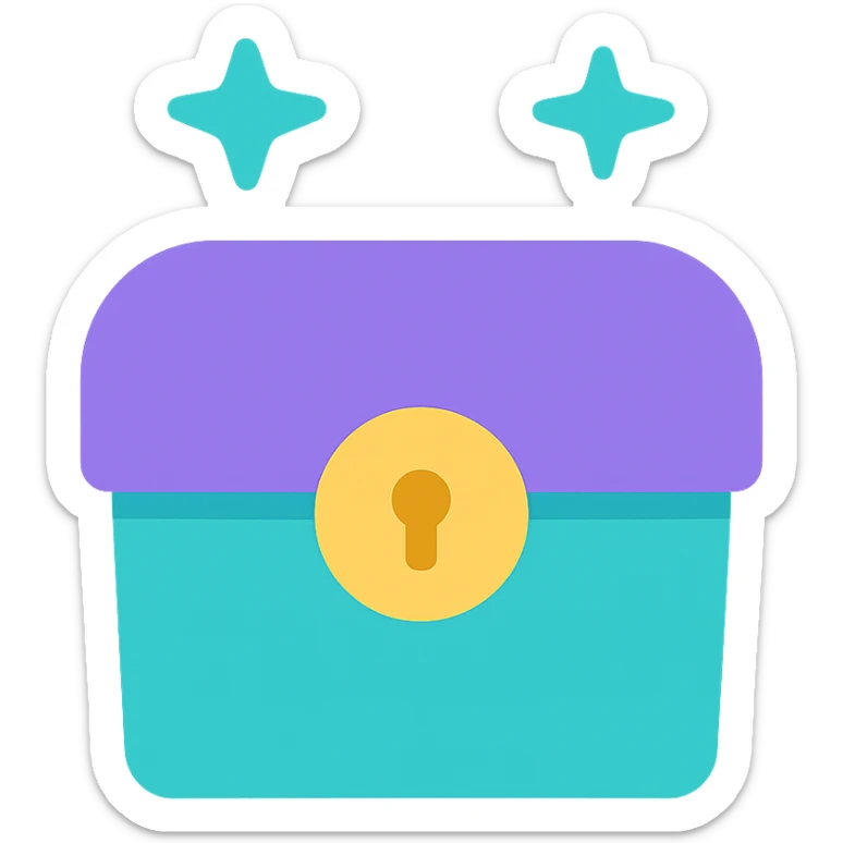 purple and teal rewards chest icon style sticker