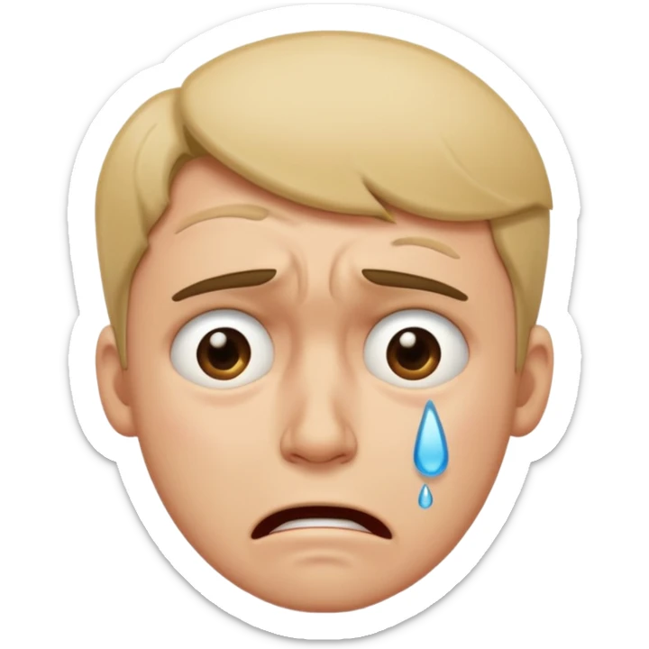 a guy who is also whining, he can't hold his tears and looks very miserable. his face shows that he wants to cry and tears pour  sticker
