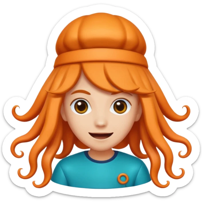 Squid Game Season 2 inspired character, social media star contestant, trendy hair, flashy accessories, mischievous grin, emoji style, only head sticker