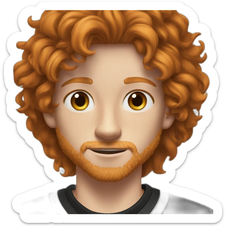 Ginger scruffy hair slightly curly. Hazel eyes and freckles. Black Nike tracksuit sticker