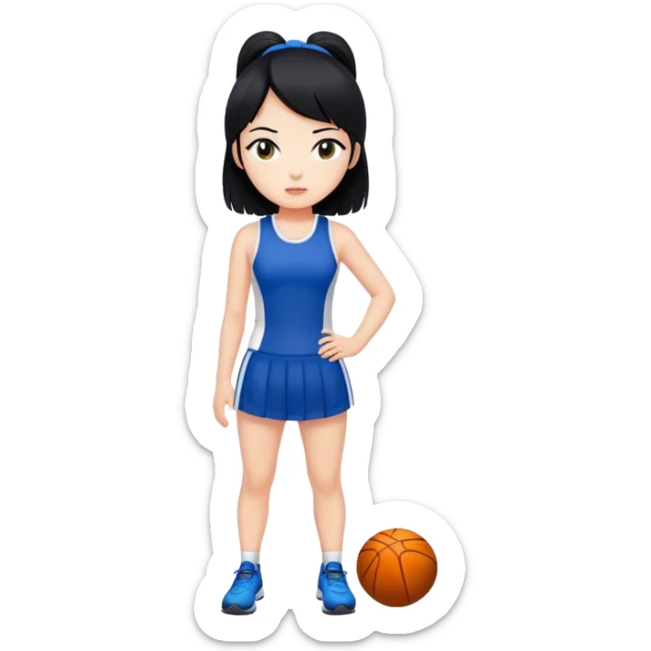 white Girl with black hair in sports dress sticker