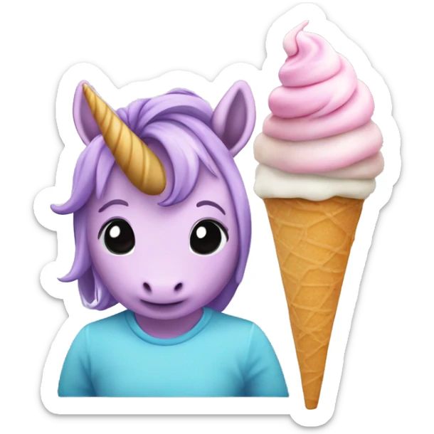 Un unicorno in cielo con un gelato in mano sticker