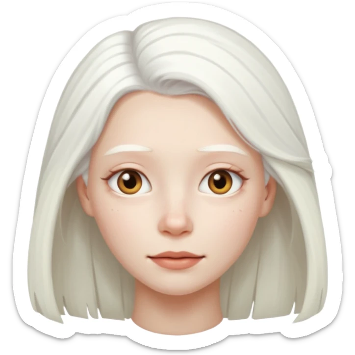 albino frau mit weißem haar und heißer haut, ohne sommersprossen sticker