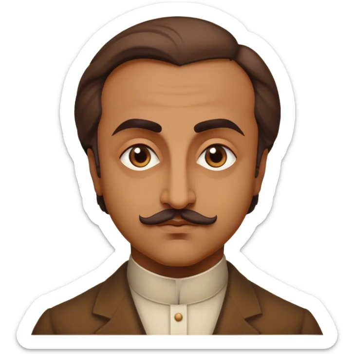 Cinematic Realistic Khalil Gibran Portrait Emoji, depicted as a poetic visionary with gentle thoughtful eyes in classic attire, rendered with soft textures and warm ethereal lighting that captures his literary spirit. sticker
