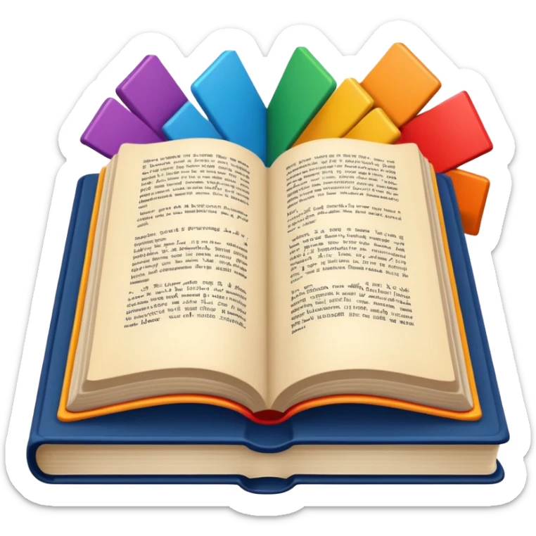 an open book with a dark cover. on the pages of the book, there are examples of tiles in bright colors sticker