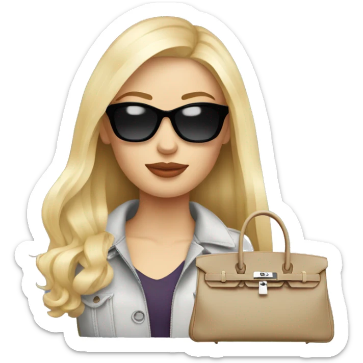 Fashion Russian  blond girl with birkin bag sticker