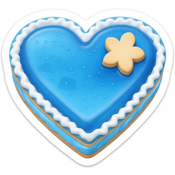 Realistic shortbread cookie in the shape of a heart with Carolina Blue color jelly middle filling and sprinkled powder sugar on top. sticker