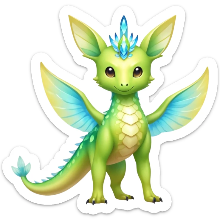 Shiny Exotic Colorful Amaura-Aurorus-Fakémon-hybrid-creature (full body)  sticker