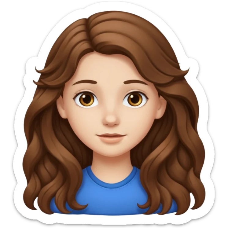 ahora hazme una nina blanca de 14 anos y que tenga el pelo cafe largo y ondulado sticker