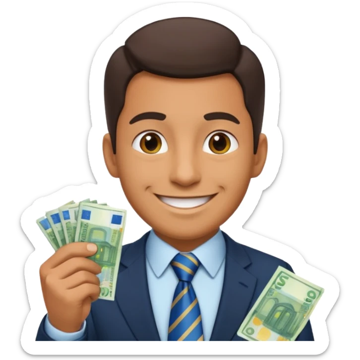 AN UNCLE with a tie in business clothes and with euro money
 sticker