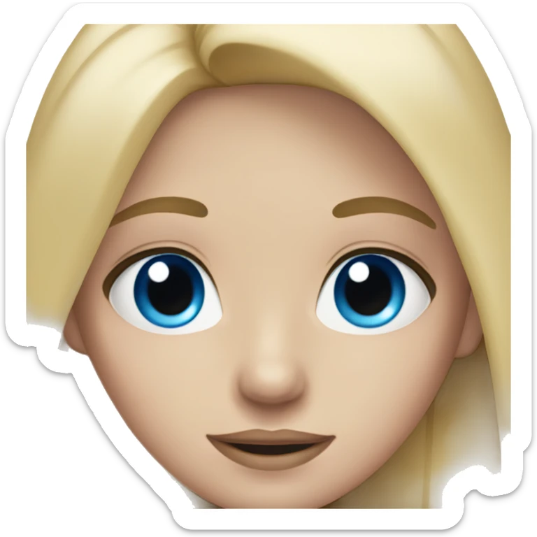girl with blonde straight hair with blue eyes and wearing pink  sticker