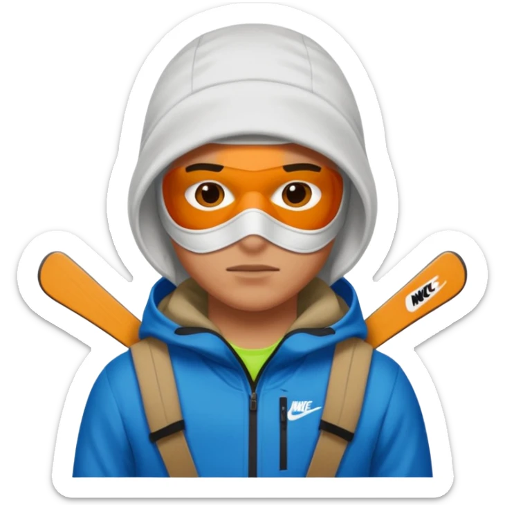 White person wearing a Nike Tex with hood and ski mask sticker