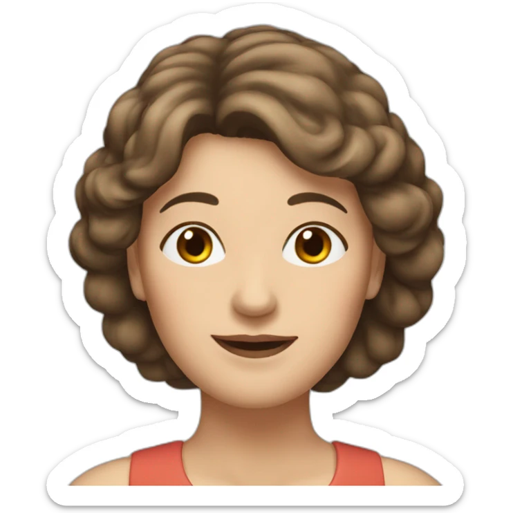 woman in her fifties with brown hair reaching to the shoulder sticker